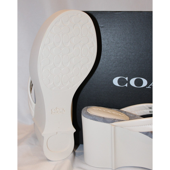 COACH SIGNATURE JACQUARD FRANKI THONG FLIP FLOP SANDALS NIB CHALK - Picture 6 of 6